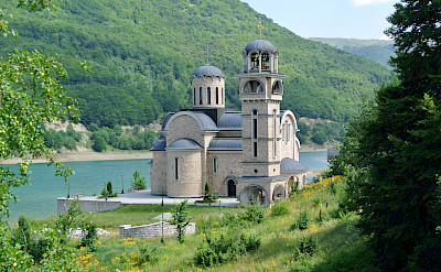 Lakeside monastery en route. Photo via Tour Operator.