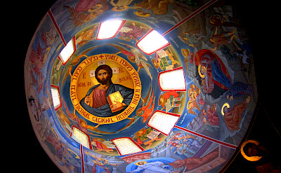 Interior of Saint John the Baptist (Jovan Bigorski) Monastery, near Debar, Macedonia. Photo via Wikimedia Commons:Delfina