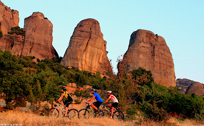 Mountain biking amongst the sandstone cliffs. ©TO
