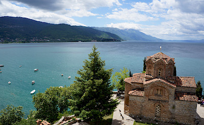 Monastery overlooking Ohrid Lake, Albania. Flickr:By Inge