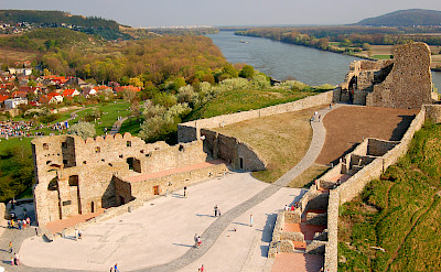 Castle ruins in Devin, Slovakia along the Danube River bike tour. ©TO