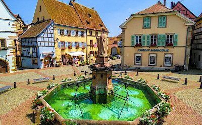 Fountain in Eguisheim, Alsace, France. Flickr:Kiefer