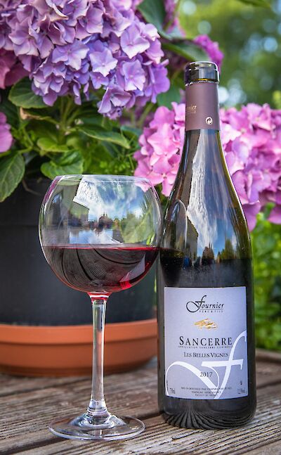 Wine next to hydrangeas, France. Unsplash:Armands Brants