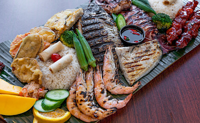 Grilled seafood platter in Burgundy, France. Photo via TO