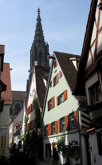 Ulm is famous for the church with the tallest steeple in the world (the Gothic <i>Ulm Minster</i>). Photo via Wikimedia Commons:Candidus