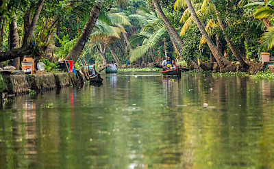 Backwater canal boat ride in Alleppey, Kerala, India. Photo via Flickr:Silver Blue 