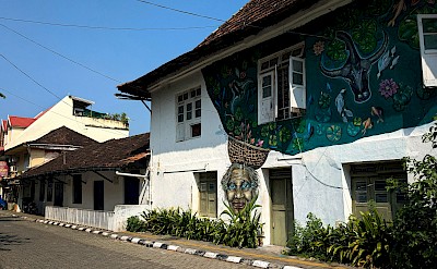 Mural on a house in Kochi, Kerala bike tour, India. Unsplash@Sai Sumith