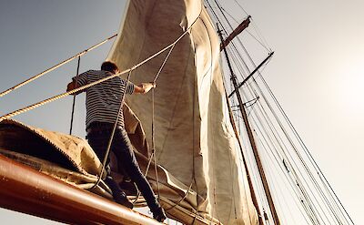 Raising sails on the Leafde fan Fryslân | Bike & Boat Tour