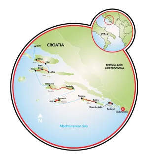 Highlights of Dalmatia E-Bike and Boat Map