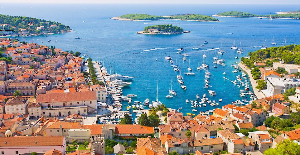 Nice view of port on Hvar island in Croatia