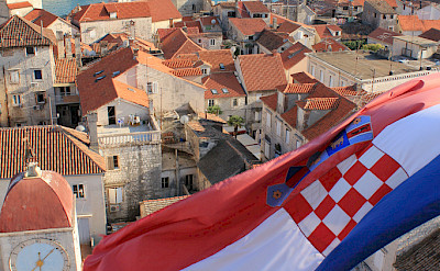 Croatian flag flying in Trogir, Dalmatia. Flickr:Jeremy Couture