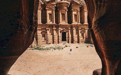 Looking at Petra through a hole in the rocks, Jordan. Unsplash@Spencer Davis