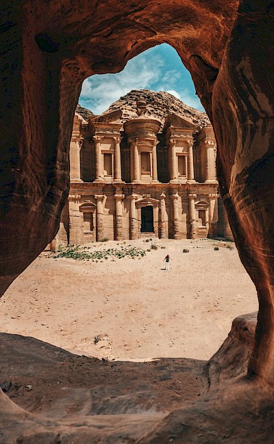 Looking at Petra through a hole in the rocks, Jordan. Unsplash@Spencer Davis