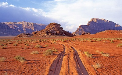 Road through the Wadi Rum desert, Jordan. Unsplash@Rinaldo Vadi