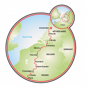 Amsterdam to Paris E-bike Tour Map