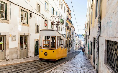 Yellow tram in Lisbon, Portugal. Unsplash@Andre Lergier