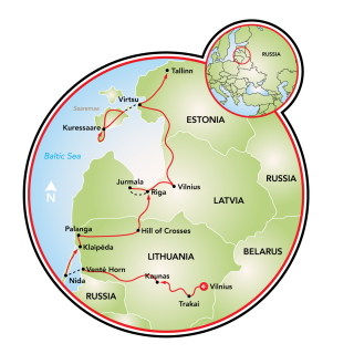 Cycling in the Baltics - Vilnius to Tallinn Map