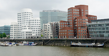 Neuer Zollhof in Dusseldorf, Germany. Photo via Flickr:Simon