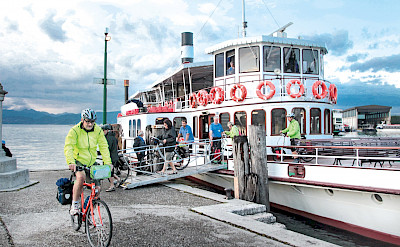 Ferry en route the Brenner Pass to Venice Bike Tour. ©TO