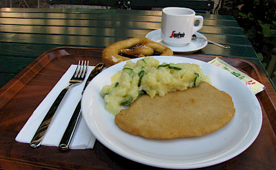 Schnitzel of course in Salzburg, Austria. Flickr:Erica