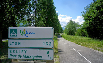 Via Rhône signs mark the way on this Geneva to Lyon Bike Tour.