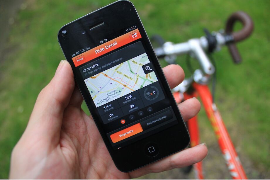 Using a GPS app on a smartphone.