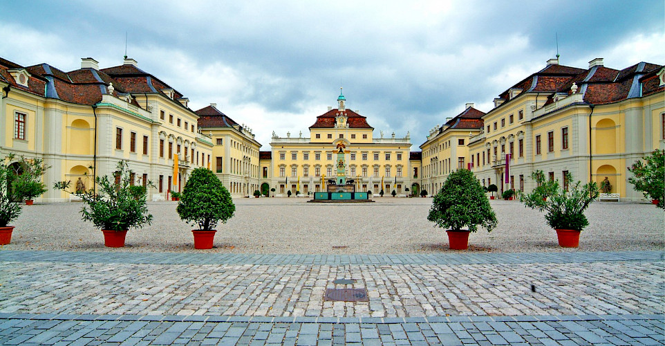Courtyard of Ludwigsburg Palace, Ludwigsburg, Germany. Wikimedia Commons:Gregorini Demetrio