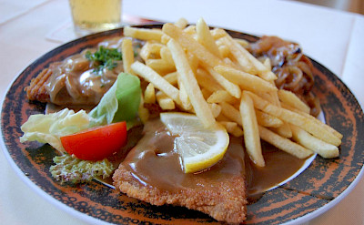 Beer and Schnitzel for lunch in Rudesheim, Germany, of course! Flickr: