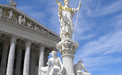 Statue of Athena in front of Austrian Parliament.