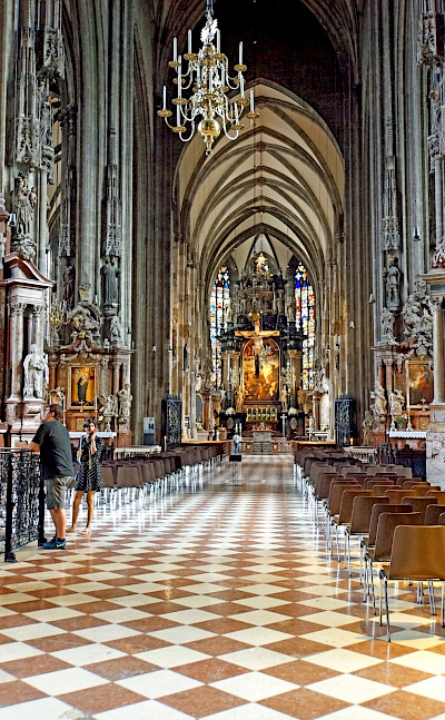 Inside the luxurious St Stephen's Cathedral in Vienna, Austria. Flickr:Dennis Jarvis