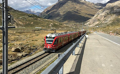 Train through the Bernina Pass in Switzerland. Photo via TO