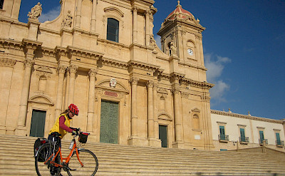 Gea by the famous Noto Cathedral, Sicily, Italy. Photo by Hennie 