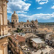 Sicily - Syracuse, Noto Valley, &  Baroque Villages - View over the rooftops of Noto toward the Cathedral of San Nicolò. Flickr:MichaelGaylard