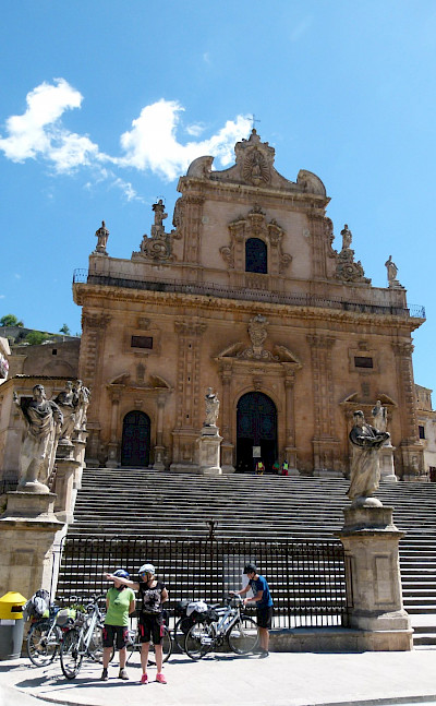 Bike rest by Cathedral San Pietro in Modica, Sicily, Italy. Photo via TO