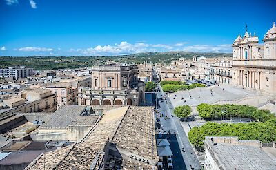 Panoramic view across Noto from the cathedral terraces. Flickr:MichaelGaylard
