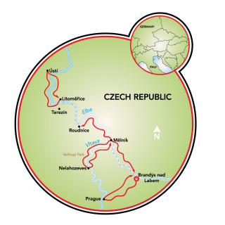 The Elbe River and Prague Map
