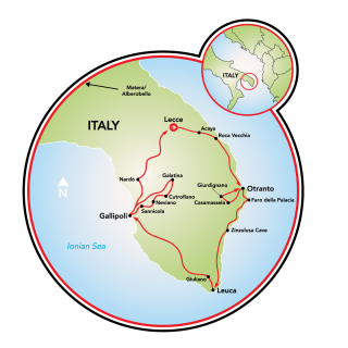 Heel of Italy - a Luxury Food and Wine Cycling Tour Map