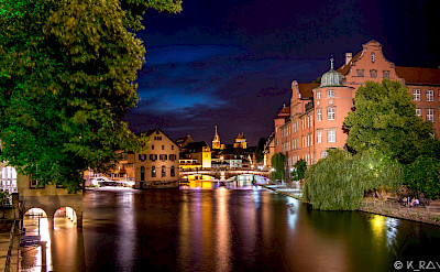 City is aglow at night. Strasbourg, Alsace, France. Flickr:Caroline Alexandre