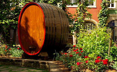 Huge wine cask in Strasbourg lays claim to what it's know for. Flickr:Dave Shafer