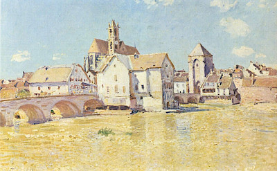 Moret-sur-Loing as painted by Alfred Sisley, who found inspiration in the beautiful, little town along with other Impressionists (Monet, Renoir). Circa 1874