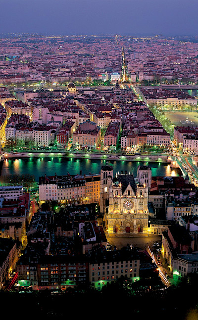 Overlooking the Lyon Cathedral and surroundings in Lyon, France. Photo via TO