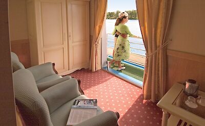 Balcony upper deck cabin suite | MS Provence | Bike & Boat Tour