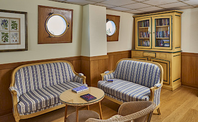 Libarary and sitting area aboard the Provence