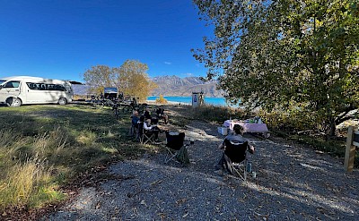 Lunch stop by the lake, New Zealand Alps. CC:TO