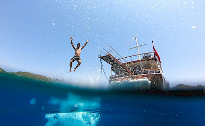 Swimming of course on this great multi-adventure tour in Greece! Photo via TO