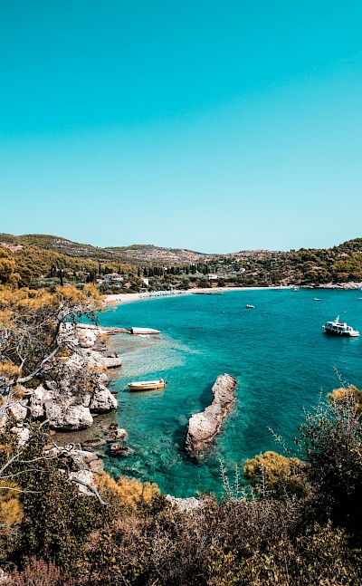 Boats in a bay, Spetses, Greece. Unsplash@Ramon Kagie