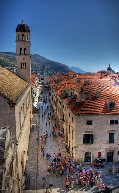 Famous Stradun Street in Old Town in Dubrovnik, Croatia. Flickr:Michael Caven