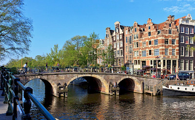 Many canals in Amsterdam.