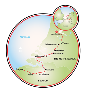 Cultural Cruise Amsterdam to Bruges Map