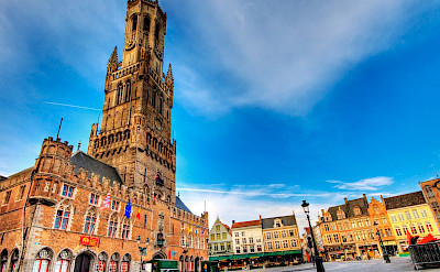 Main square and belfort in Bruges, West Flanders, Belgium. Flickr:Wolfgang Staudt